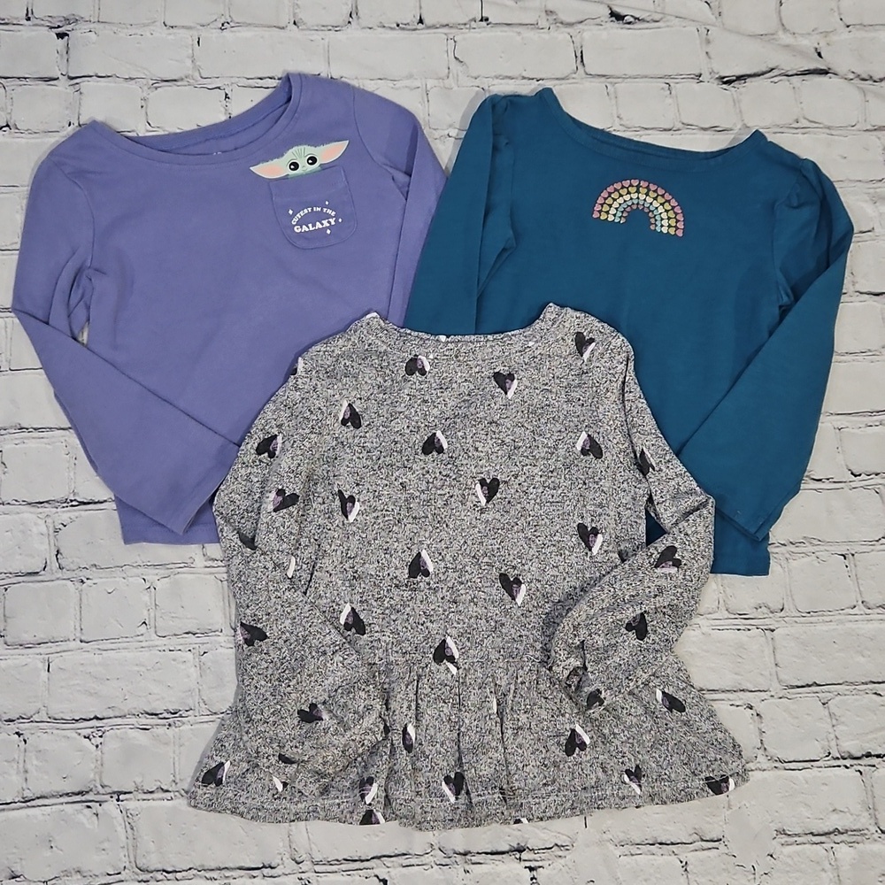 Set of Three Long Sleeve Shirts - Purple, Blue, Gray
